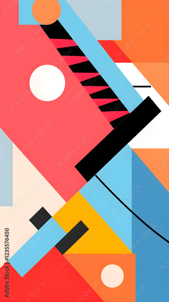 Poster digital abstract flat color block geometric pattern graphic poster background