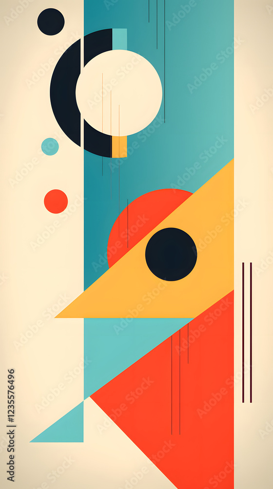 Poster digital abstract flat color block geometric pattern graphic poster background