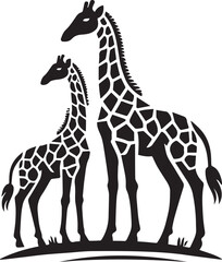 Fototapeta premium Giraffe silhouette black and white vector icon