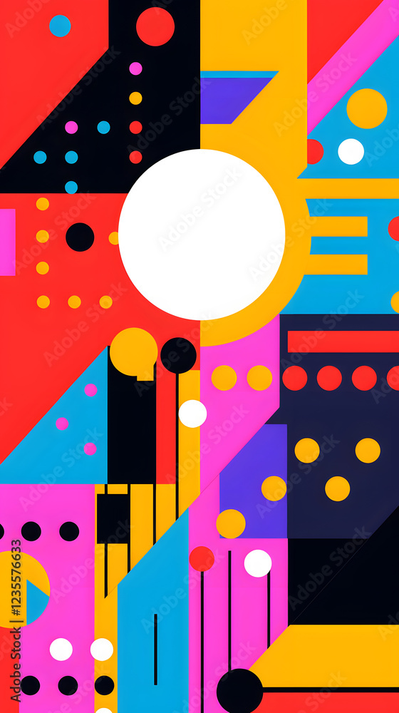 Poster digital abstract flat color block geometric pattern graphic poster background