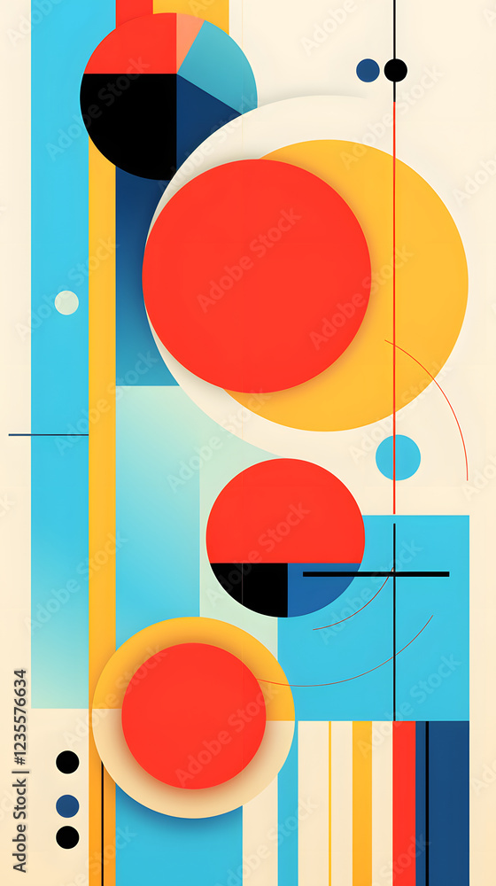 Poster digital abstract flat color block geometric pattern graphic poster background