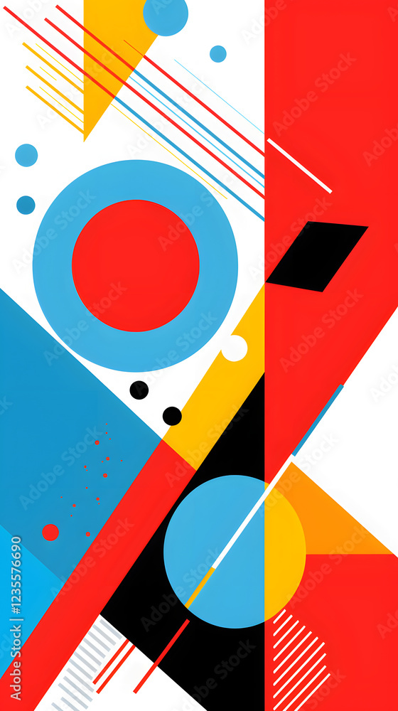 Poster digital abstract flat color block geometric pattern graphic poster background