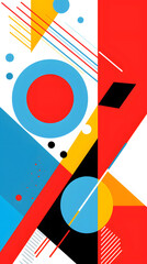 Obraz premium Digital abstract flat color block geometric pattern graphic poster background