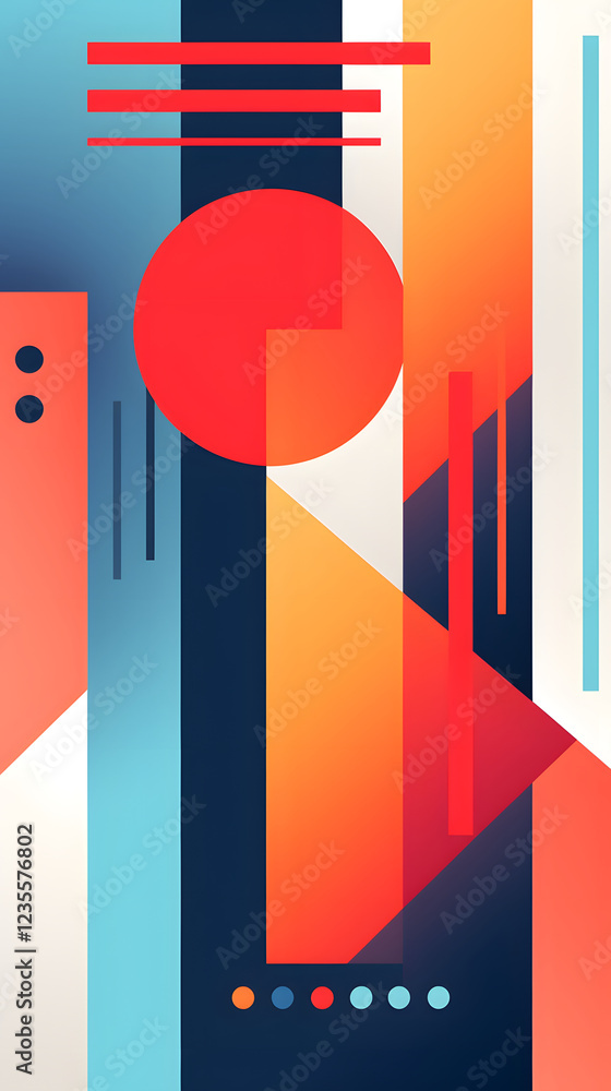 Poster digital abstract flat color block geometric pattern graphic poster background