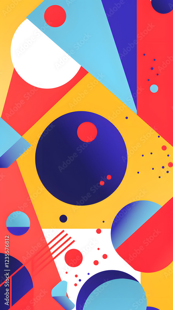Poster digital abstract flat color block geometric pattern graphic poster background