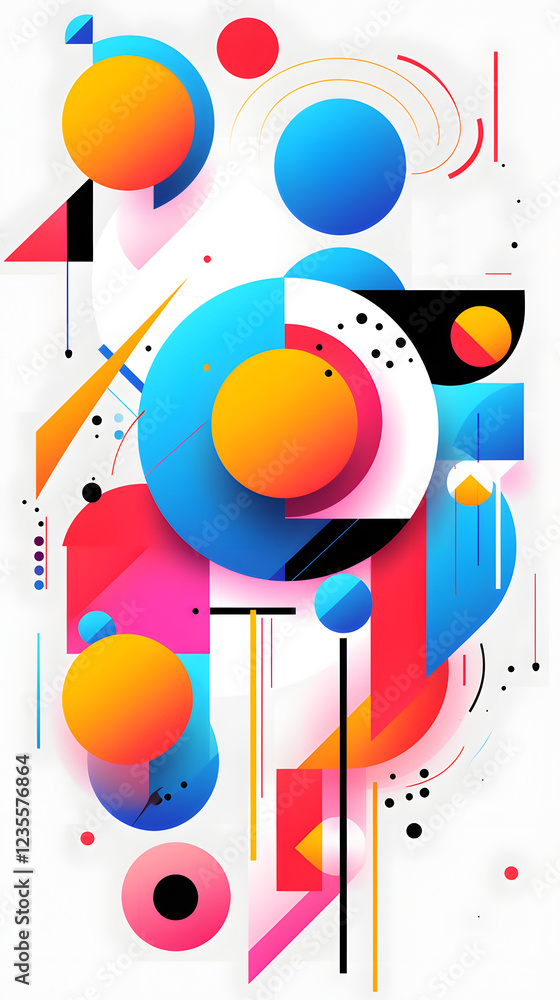 Poster digital abstract flat color block geometric pattern graphic poster background