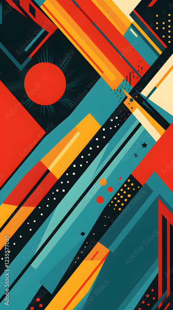 Poster digital abstract flat color block geometric pattern graphic poster background