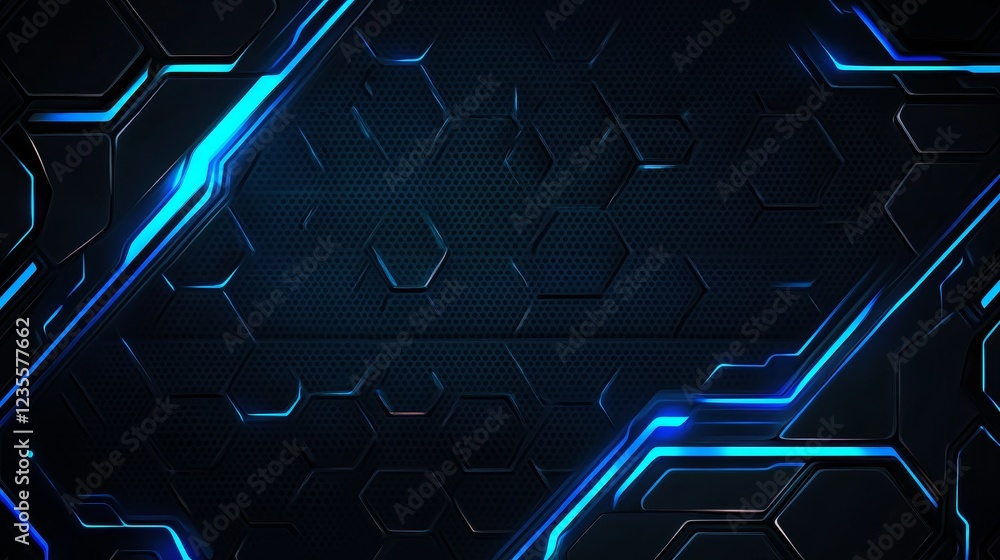 Aufkleber dynamic neon hexagonal patterns in a futuristic digital environment abstract background high-tech gr