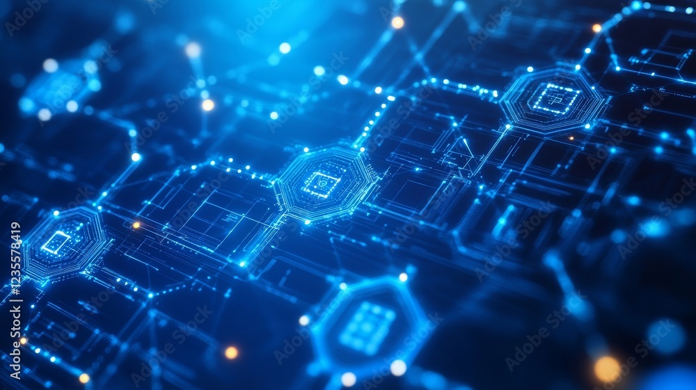 Poster innovative technology integration data visualization space digital network connectivity high-tech en