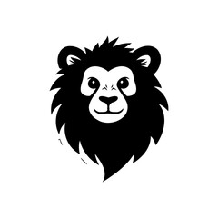 Obraz premium Stylized Lion Head Silhouette Black and White Art