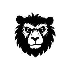 Black and White Bear Face Silhouette Vector Design