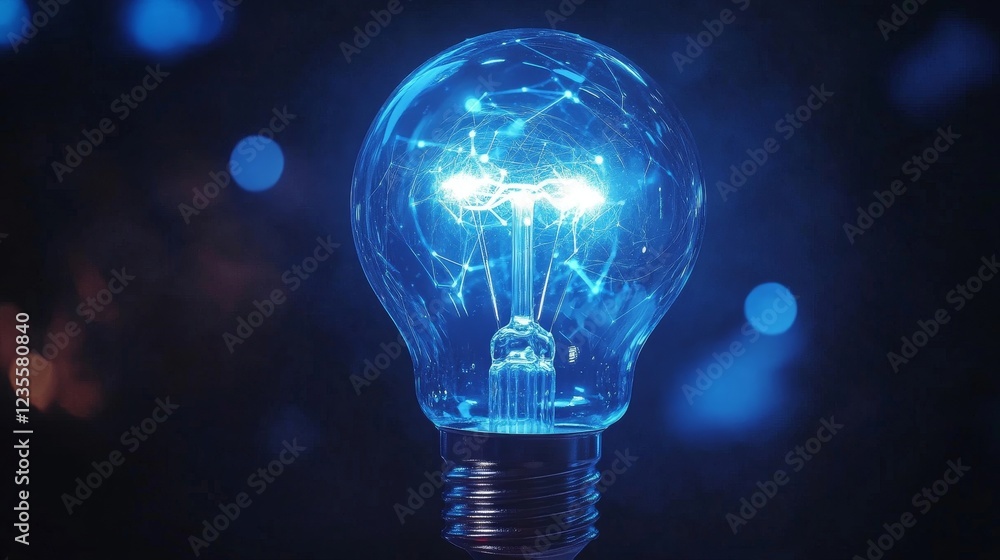 Poster illuminating the future a visual exploration of a light bulb with digital connections creative showc