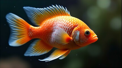 Stunning Orange and White Cichlid Fish Vibrant Aquarium Fish Photo High Resolution Image Tropical Freshwater Fish Colorful Aquatic Life