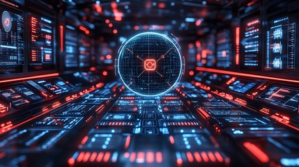 Futuristic tech control center