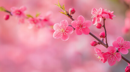 Obraz premium Pink peach blossoms in bloom