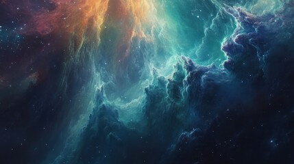 Cosmic Nebula Glowing Gas Clouds in Space
