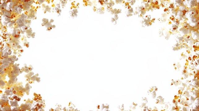 Popcorn Frame on Clean Background with Gradient from White to Caramel