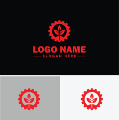 Gear brand icon Equipment label Gear manufacturer Product brand flat logo sign symbol editable vector