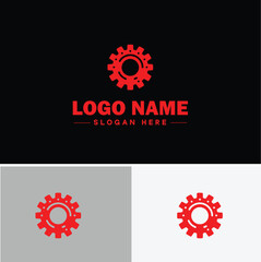 Gear brand icon Equipment label Gear manufacturer Product brand flat logo sign symbol editable vector