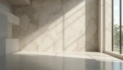 Obraz premium Modern Room With Cracked Wall And Sunlight