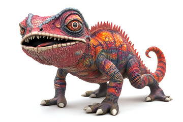 Obraz premium chameleon on a white background, chameleon on a blank white background, a chameleon, chameleon, cute chameleon, white background, Copy Space For Add Text 3D Rendering, 3D, Vector, AI Generative