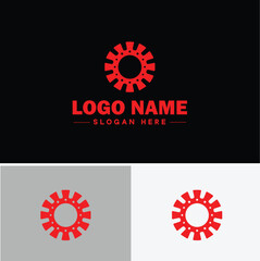 Gear brand icon Equipment label Gear manufacturer Product brand flat logo sign symbol editable vector