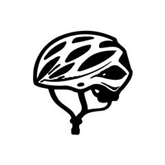 Black Graphic Bike Helmet Safety Gear Icon Isolated
