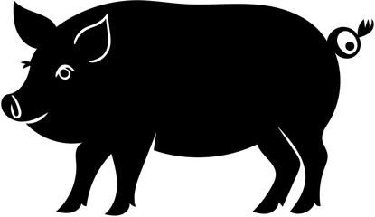 Black and white pig illustration