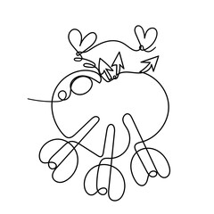 continuous line drawing heart love with arrow illustration