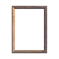 wooden frame with isolated white background. front view of classic wooden frame. for A4 image or text.