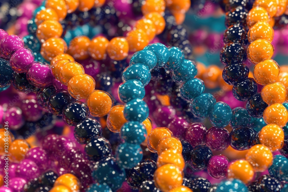 Poster abstract wave patterns of colorful molecules