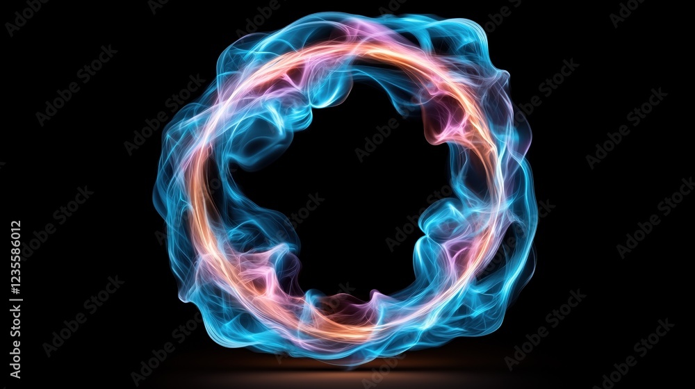 Poster bright swirling colors form a circular pattern that emits a dynamic and ethereal glow, revealing int