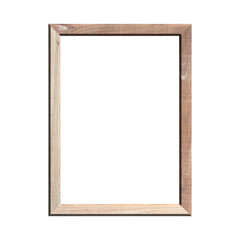 wooden frame with isolated white background. front view of classic wooden frame. for A4 image or text.
