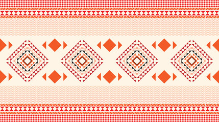 Red and orange Ethnic geometric seamless pattern.