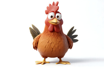 chicken on a white background, chicken on a blank white background, a chicken, chicken, cute chicken, white background, Copy Space For Add Text 3D Rendering, 3D, Vector, AI Generative