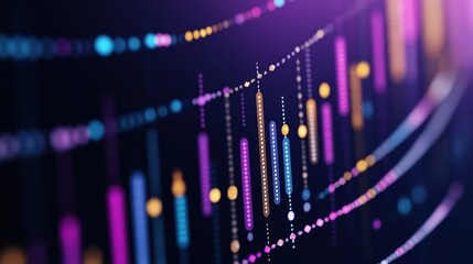 Bright colors and dynamic lines illustrate fluctuations in data trends, creating an engaging visual representation of analytics and statistics in a modern digital environment
