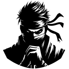Silhouette portrait of ninja assassin