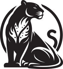 Obraz premium Jaguar silhouette black and white vector icon