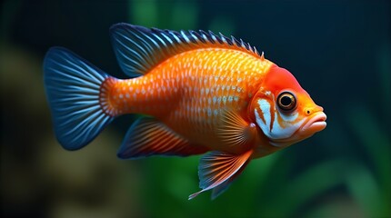 Stunning Orange and Blue Bolivian Ram Cichlid Fish Vibrant Colors Aquarium Fish Tropical Fish Freshwater Fish Pet Fish