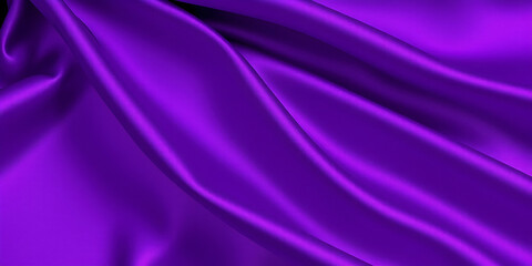 Fototapeta premium Silky purple fabric, luxurious satin texture, dramatic folds and creases, vibrant ultraviolet color, glossy sheen, soft lighting, high contrast, studio photography, abstract background, close-up detai