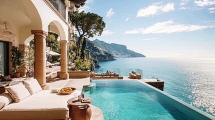Obraz premium Breathtaking Mediterranean landscapes from a cliffside villa