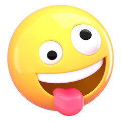 Crazy face 3D png emoticon sticker, transparent background