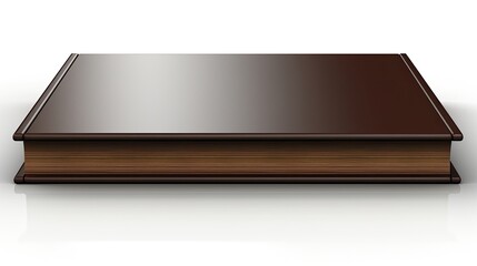 A sleek, closed book resting on a reflective surface, showcasing its elegant design