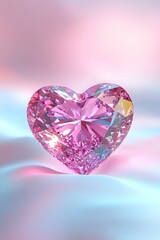 Fototapeta premium 3D heart-shaped pink diamond isolated on a pastel background