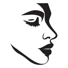 Illustration of silhouette of a isolated woman's face in profile
