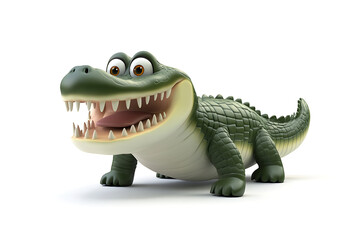 Fototapeta premium crocodile on a white background, crocodile on a blank white background, a crocodile, crocodile, cute crocodile, white background, Copy Space For Add Text 3D Rendering, 3D, Vector, AI Generative