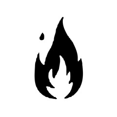 Black Flame Illustration on White Background Art