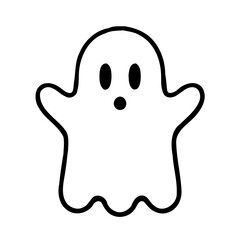 Obraz premium Cute Minimalist Ghost Illustration on Plain White