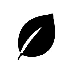 Single black leaf illustration with simple design