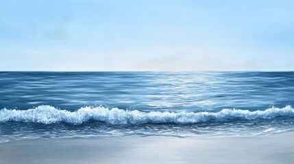 Fototapeta premium Serene Ocean Waves Gently Lapping on a Tranquil Shoreline Scene
